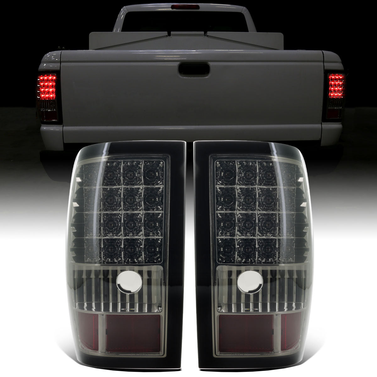 Ronnin - Fits 2006-2011 Ford Ranger Pickup LED Tail Lights Integrated LED Brake and Signal Lamps Pair | Smoke