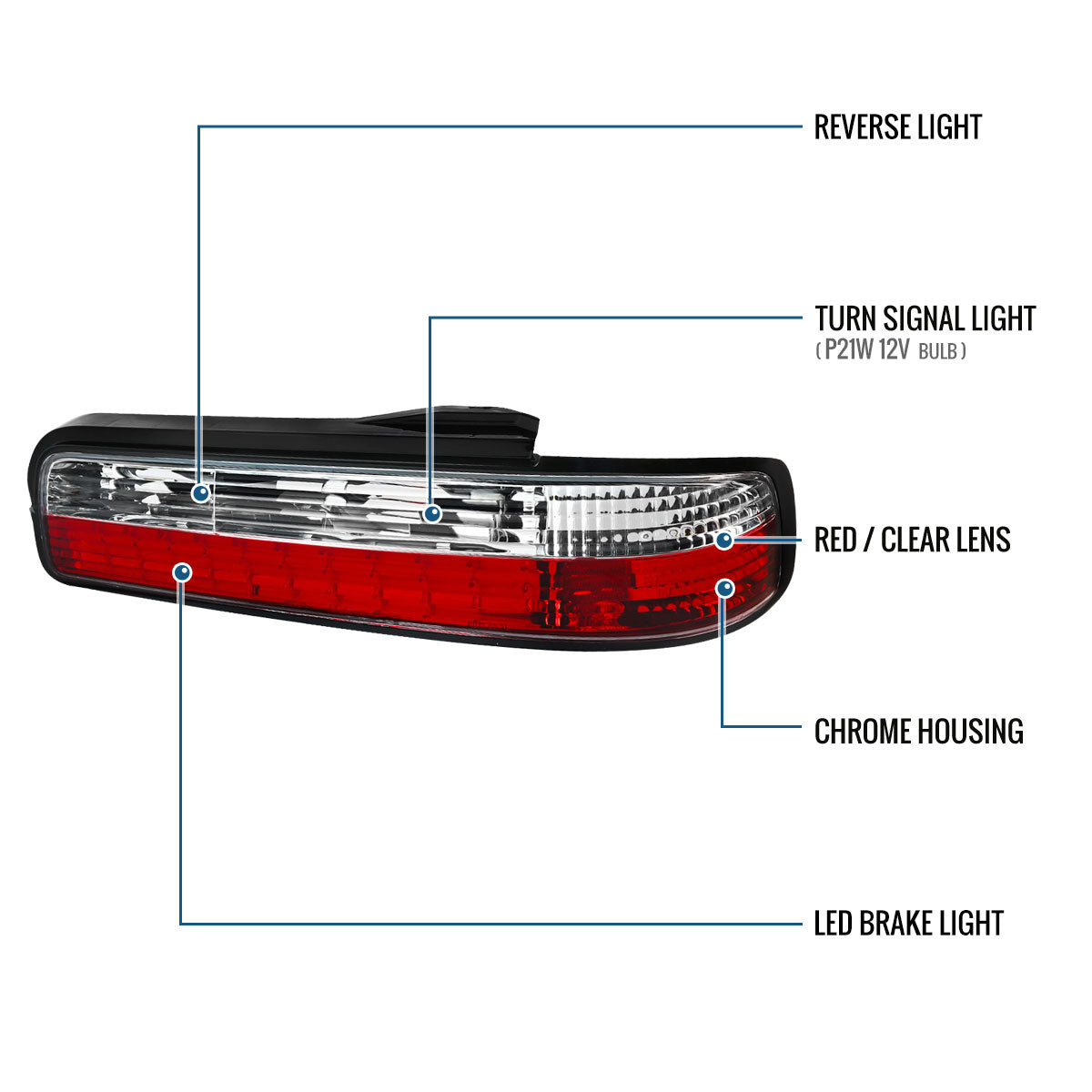 Ronnin - Fits 1989-1994 Nissan 240SX S13 Coupe Upgrade Replacement LED Tail Lights Assembly Pair | Red