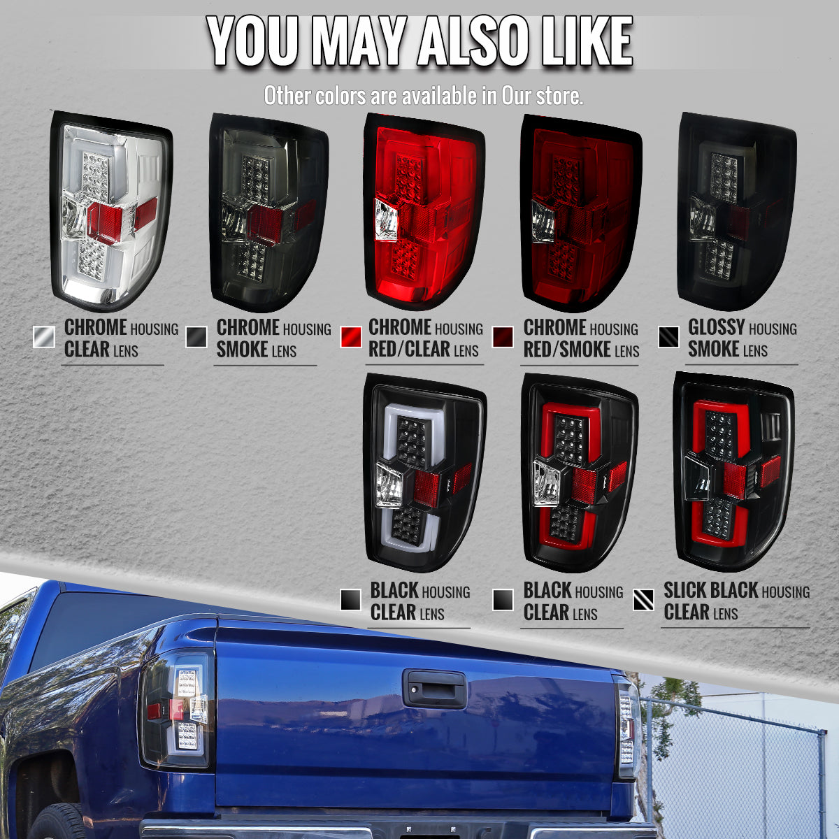 Ronnin - Fits 2014-2019 Silverado 1500 (2019 Old Body) 2015-2019 Silverado 2500HD 3500HD GMC Sierra 3500HD LED Tail Lights Integrated Brake and Turn Signals Assembly Pair | Black Smoke