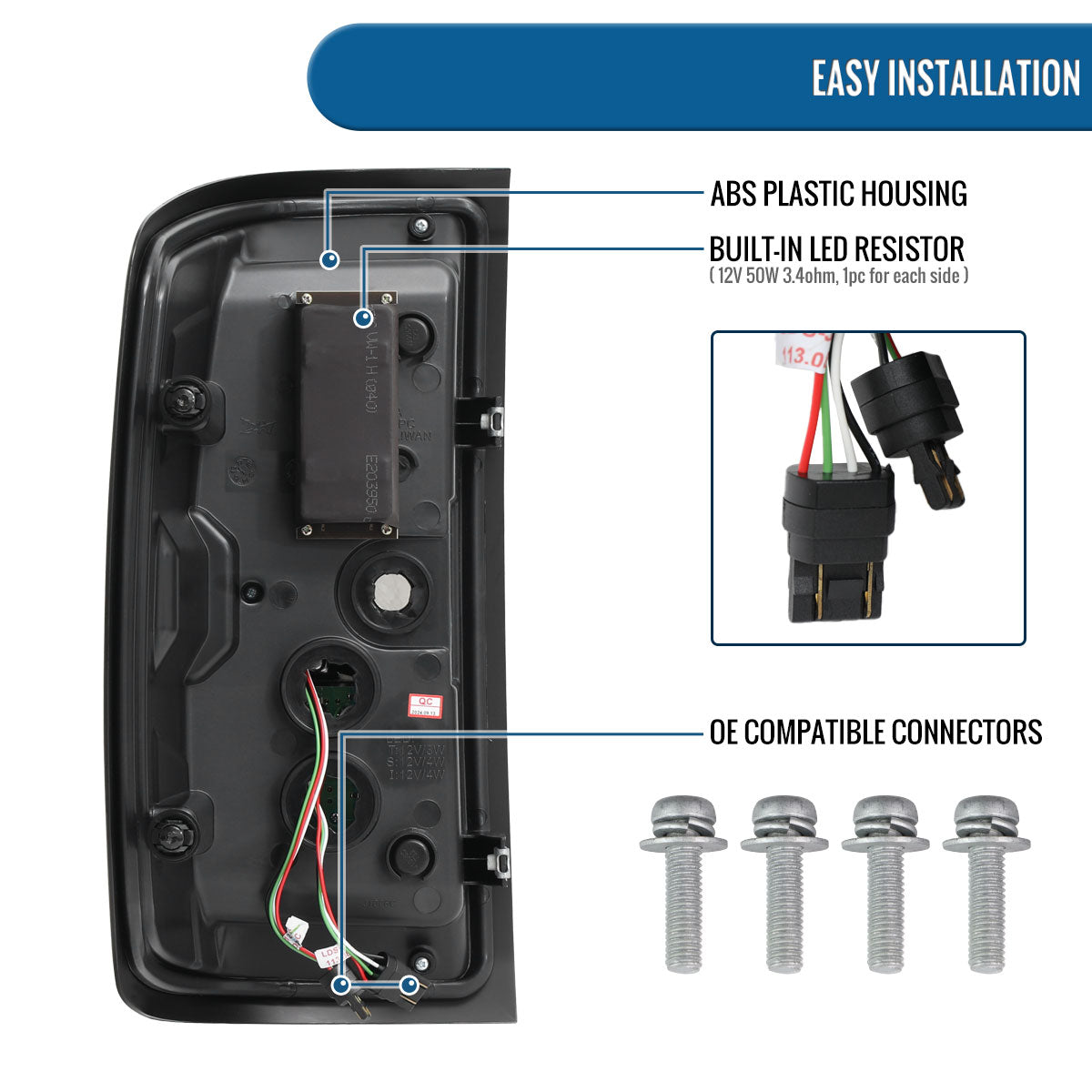 Ronnin - Fits 2014-2019 Silverado 1500 (2019 Old Body) 2015-2019 Silverado 2500HD 3500HD GMC Sierra 3500HD LED Tail Lights Integrated Brake and Turn Signals Assembly Pair | Chrome