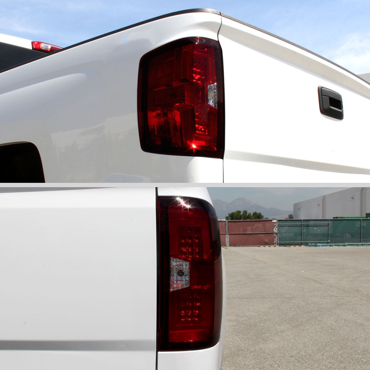 Ronnin - Fits 2014-2018 Silverado 1500 2500HD 3500HD | 2015-2019 Sierra 3500HD LED Tail Lights Integrated Brake and Turn Signal Lamps Replacement Assembly Pair | Smoky Red