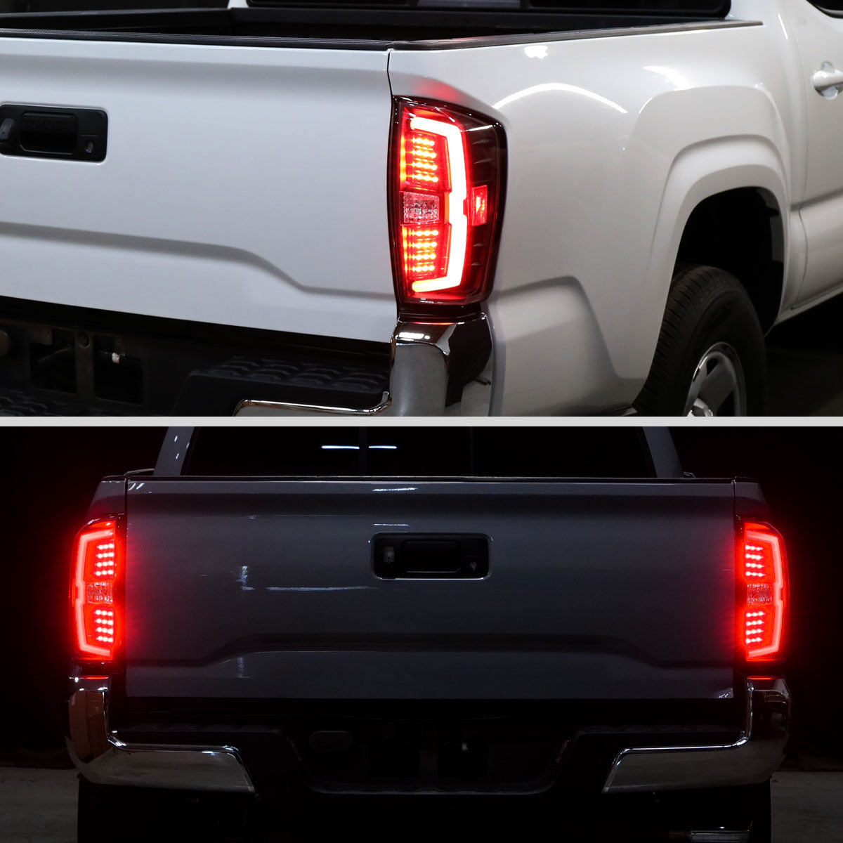 Ronnin - Fits 2016-2022 Toyota Tacoma Pickup LED Tail Lights Integrated Brake and Turn Signal Lamps Assembly Pair | Black