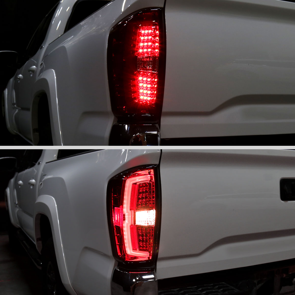 Ronnin - Fits 2016-2022 Toyota Tacoma Pickup LED Tail Lights Integrated Brake and Turn Signal Lamps Assembly Pair | Red