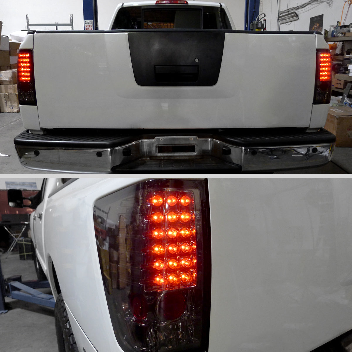 Ronnin - Fits 2004-2015 Nissan Titan First Gen Pickup Truck LED Integrated Brake and Turn Signals Tail Lights Assembly Replacement Pair | Smoke