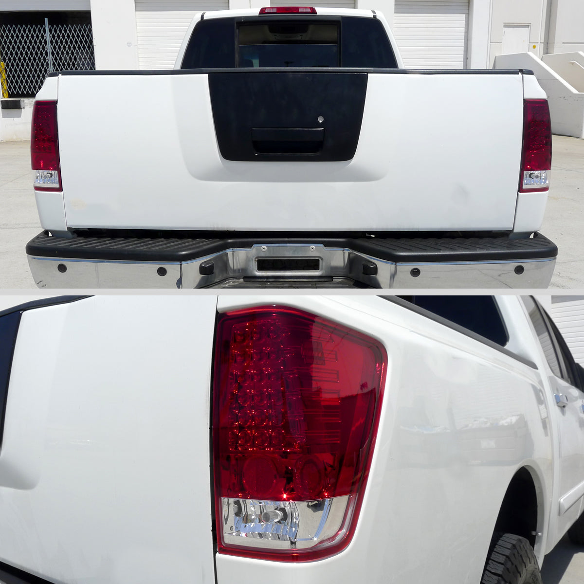 Ronnin - Fits 2004-2015 Nissan Titan First Gen Pickup Truck LED Integrated Brake and Turn Signals Tail Lights Assembly Replacement Pair | Red