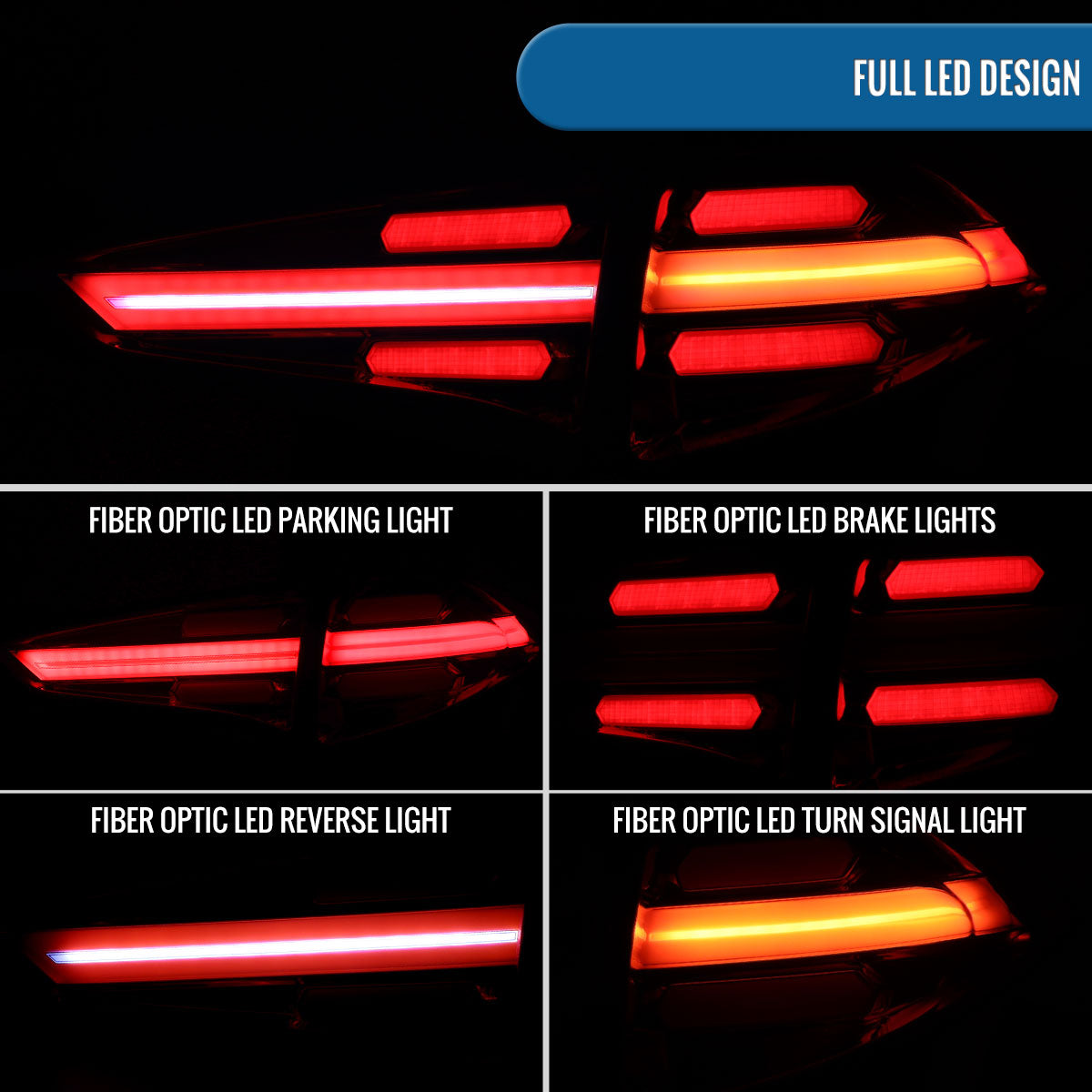 Ronnin - Fits 2016-2018 Hyundai Tucson Full LED Tail Lights Assembly Upgrade Direct Replacement Pair | Red