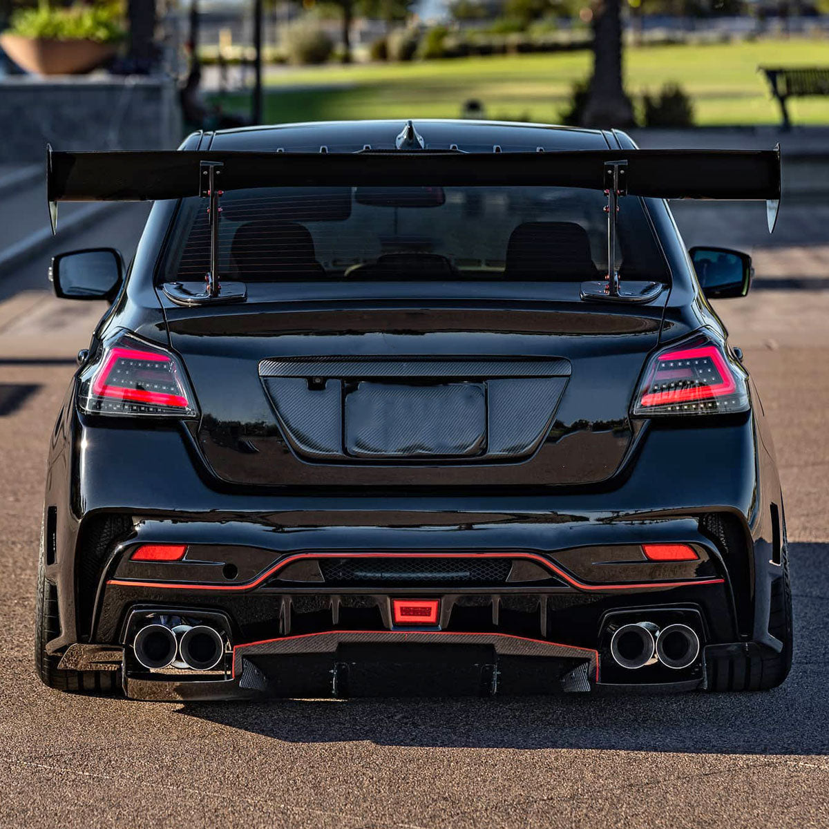 Ronnin - Fits 2015-2021 Subaru WRX US Spec Upgrade Sequential Turn Signals Full LED Tail Lights Assembly Pair | Gloss Black