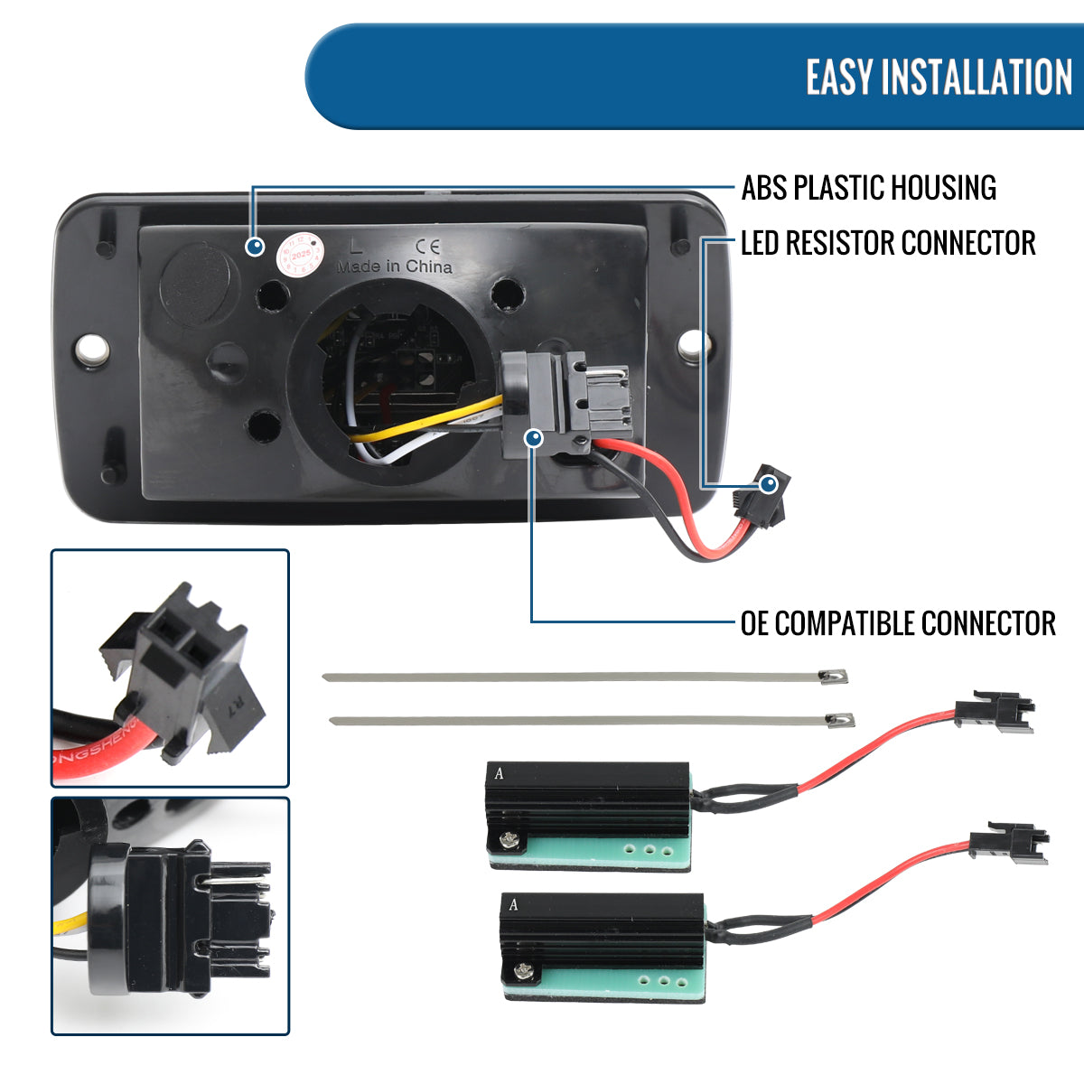 Ronnin - Fits 1997-2006 Jeep TJ Wrangler Upgrade LED Running Lights Sequential Turn Signals Corner Bumper Lights Assembly Pair | Smoke