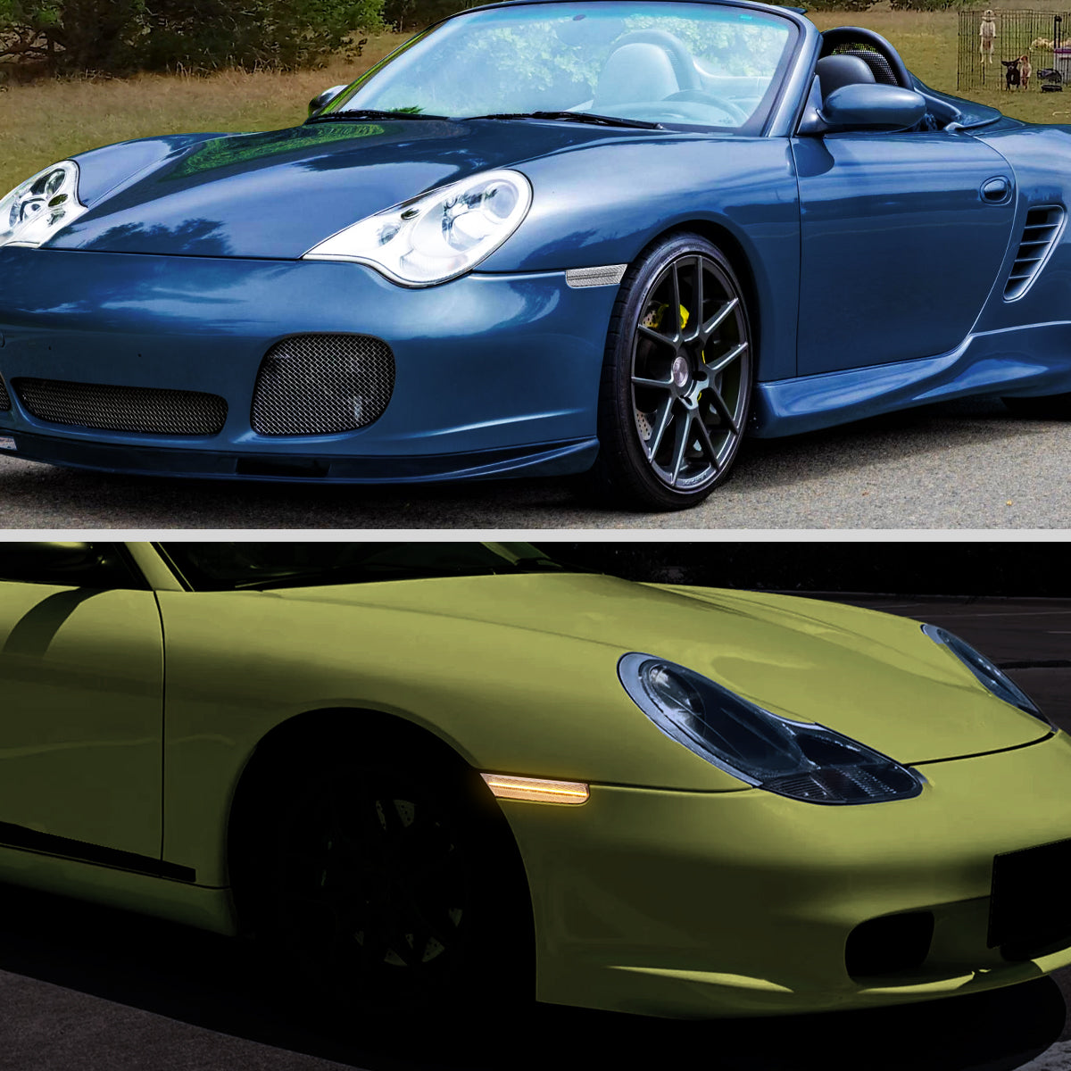 Ronnin - Fits 1997-2004 Porsche Boxster 986 1997-2005 Porsche 911 996 Coupe Convertible Targa LED Sequential Turn Signals Side Marker Bumper Lights Assembly Pair | Clear