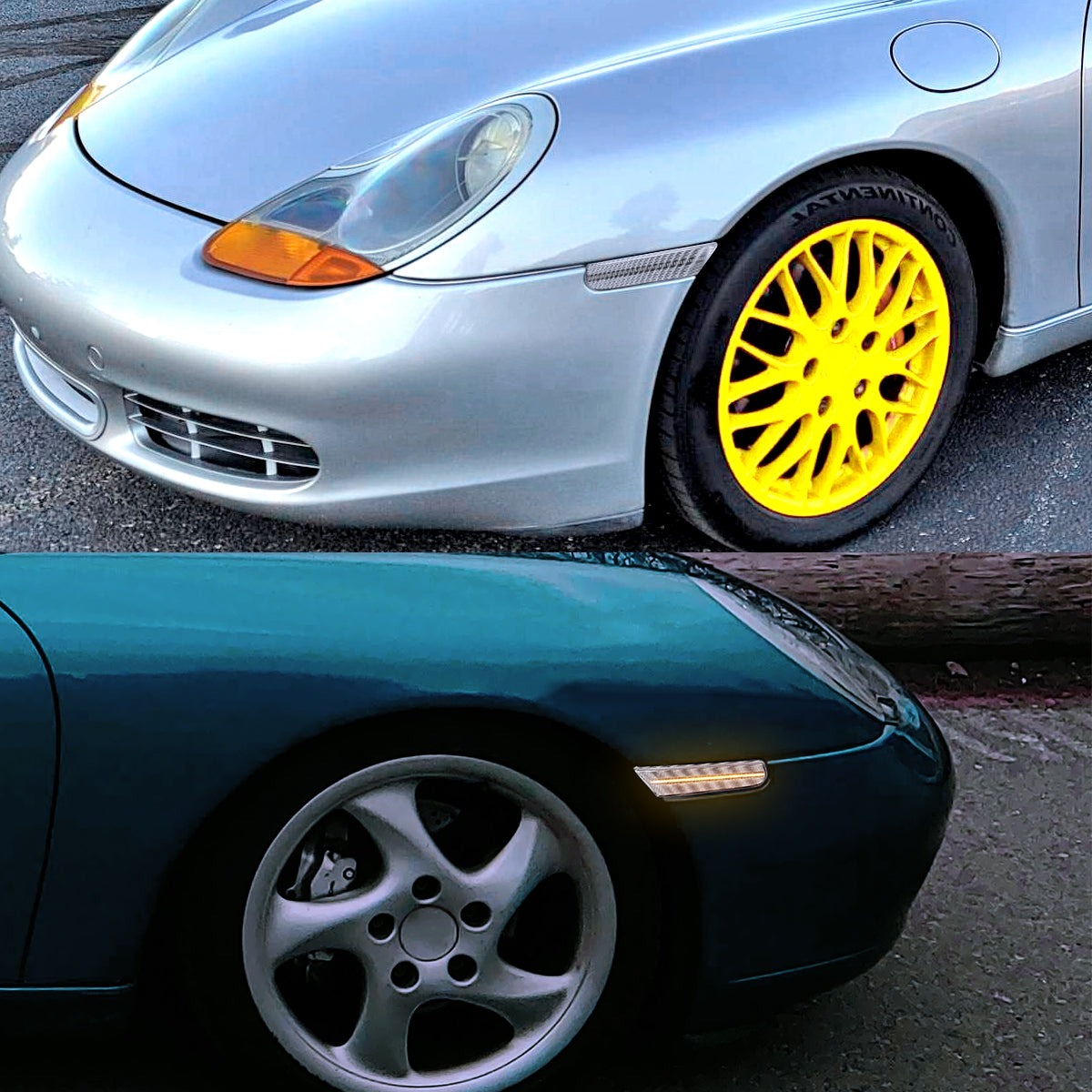 Ronnin - Fits 1997-2004 Porsche Boxster 986 1997-2005 Porsche 911 996 Coupe Convertible Targa LED Sequential Turn Signals Side Marker Bumper Lights Assembly Pair | Clear