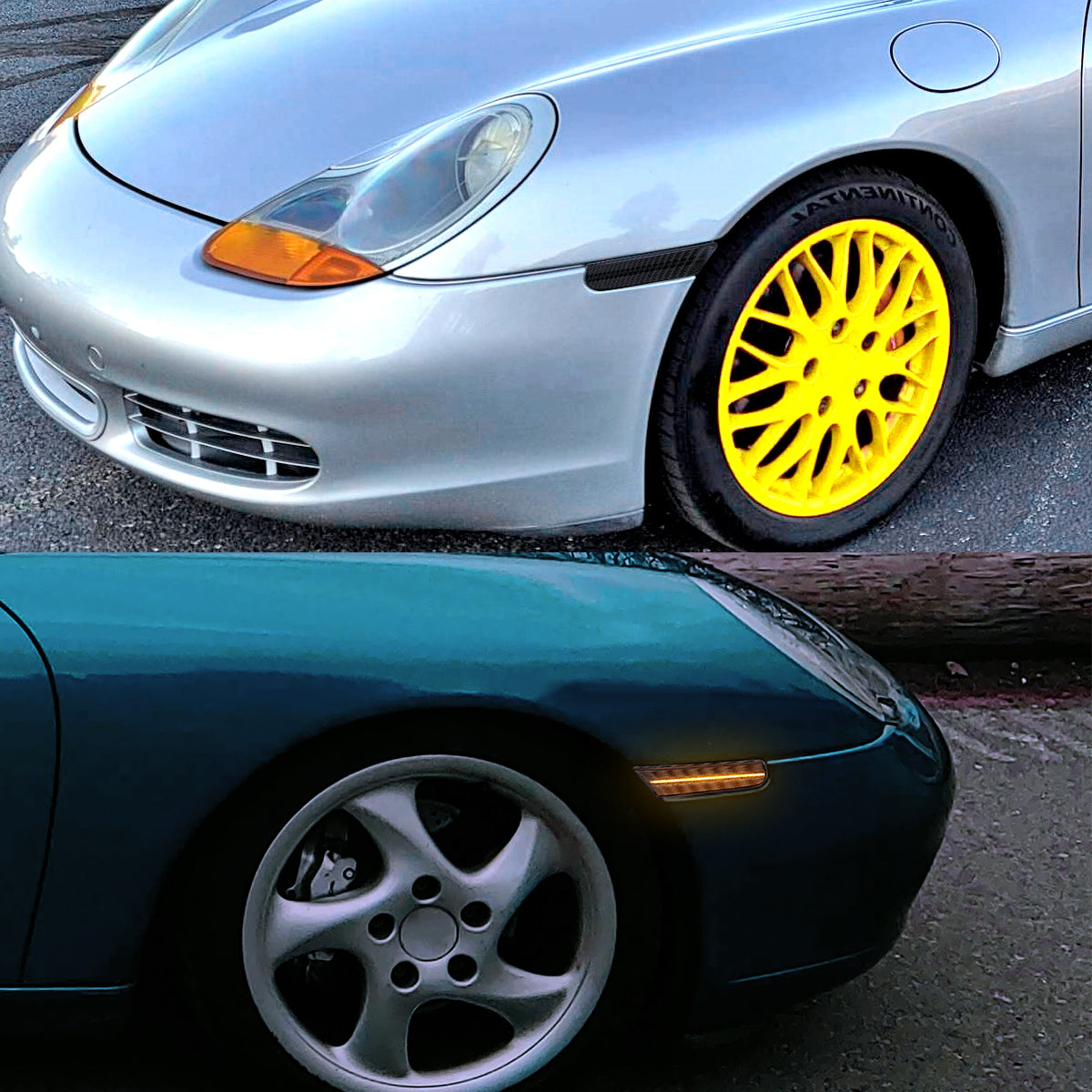 Ronnin - Fits 1997-2004 Porsche Boxster 986 1997-2005 Porsche 911 996 Coupe Convertible Targa LED Sequential Turn Signals Side Marker Bumper Lights Assembly Pair | Smoke