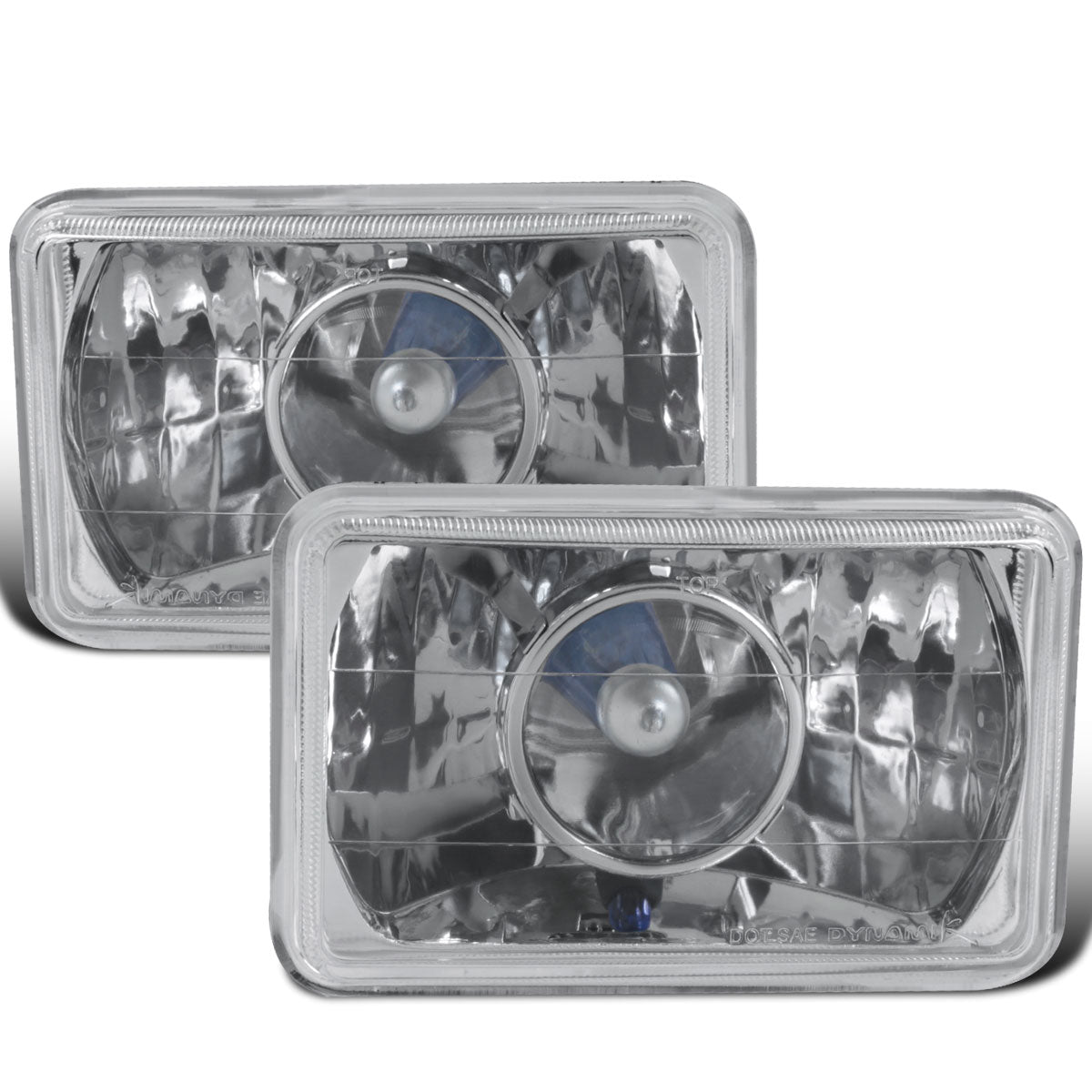 All Vehicles with 4" X 6" Sealed Beam Projector Headlights H4651 H4652 H4656 H4666 H6545 Pair | Chrome