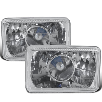 All Vehicles with 4" X 6" Sealed Beam Projector Headlights H4651 H4652 H4656 H4666 H6545 Pair | Chrome