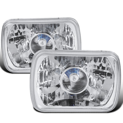 Ronnin - Fits Vehicles with 7" X 6" Sealed Beam Projector Headlights H6054 H6014 H6052 H5054 6054 6052 Pair | Chrome