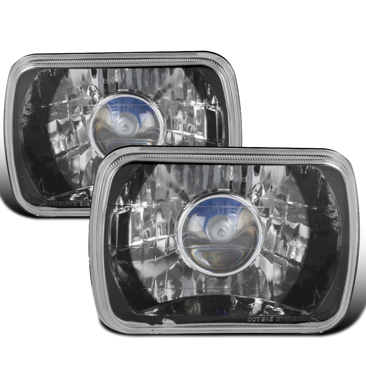 Ronnin - Fits Vehicles with 7" X 6" Sealed Beam Projector Headlights H6054 H6014 H6052 H5054 6054 6052 Pair | Black