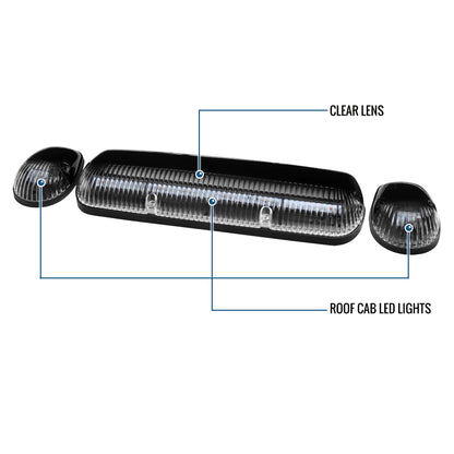 Amber LED Cab Roof Top Marker Clearance Lights 3 Pieces | Clear