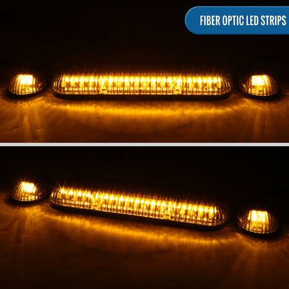 Amber LED Cab Roof Top Marker Clearance Lights 3 Pieces | Smoke