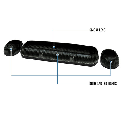 Amber LED Cab Roof Top Marker Clearance Lights 3 Pieces | Smoke