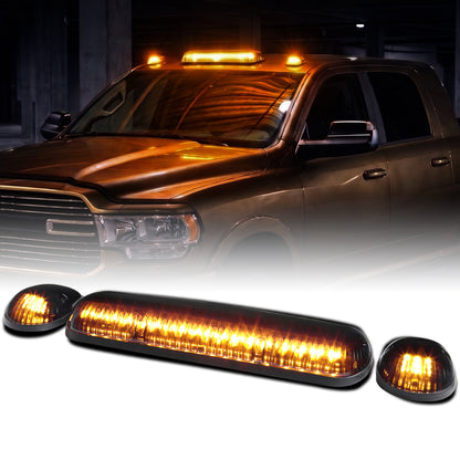 Amber LED Cab Roof Top Marker Clearance Lights 3 Pieces | Smoke