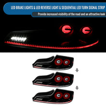 Ronnin - Fits 2003-2007 Infiniti G35 Coupe 2-Door Full LED Sequential Tail Lights Brake Lamps Assembly Pair | Glossy Black | Red Halo Rims
