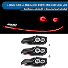 Ronnin - Fits 2003-2007 Infiniti G35 Coupe 2-Door Full LED Sequential Tail Lights Brake Lamps Assembly Pair | Black | White Halo Rims