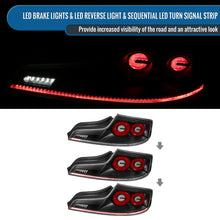 Ronnin - Fits 2003-2007 Infiniti G35 Coupe 2-Door Full LED Sequential Tail Lights Brake Lamps Assembly Pair | Black | Red Halo Rims
