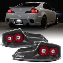 Ronnin - Fits 2003-2007 Infiniti G35 Coupe 2-Door Full LED Sequential Tail Lights Brake Lamps Assembly Pair | Black | Red Halo Rims