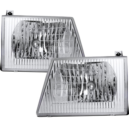 1992-2007 Ford Econoline E-Series Headlights Replacement Pair | Chrome