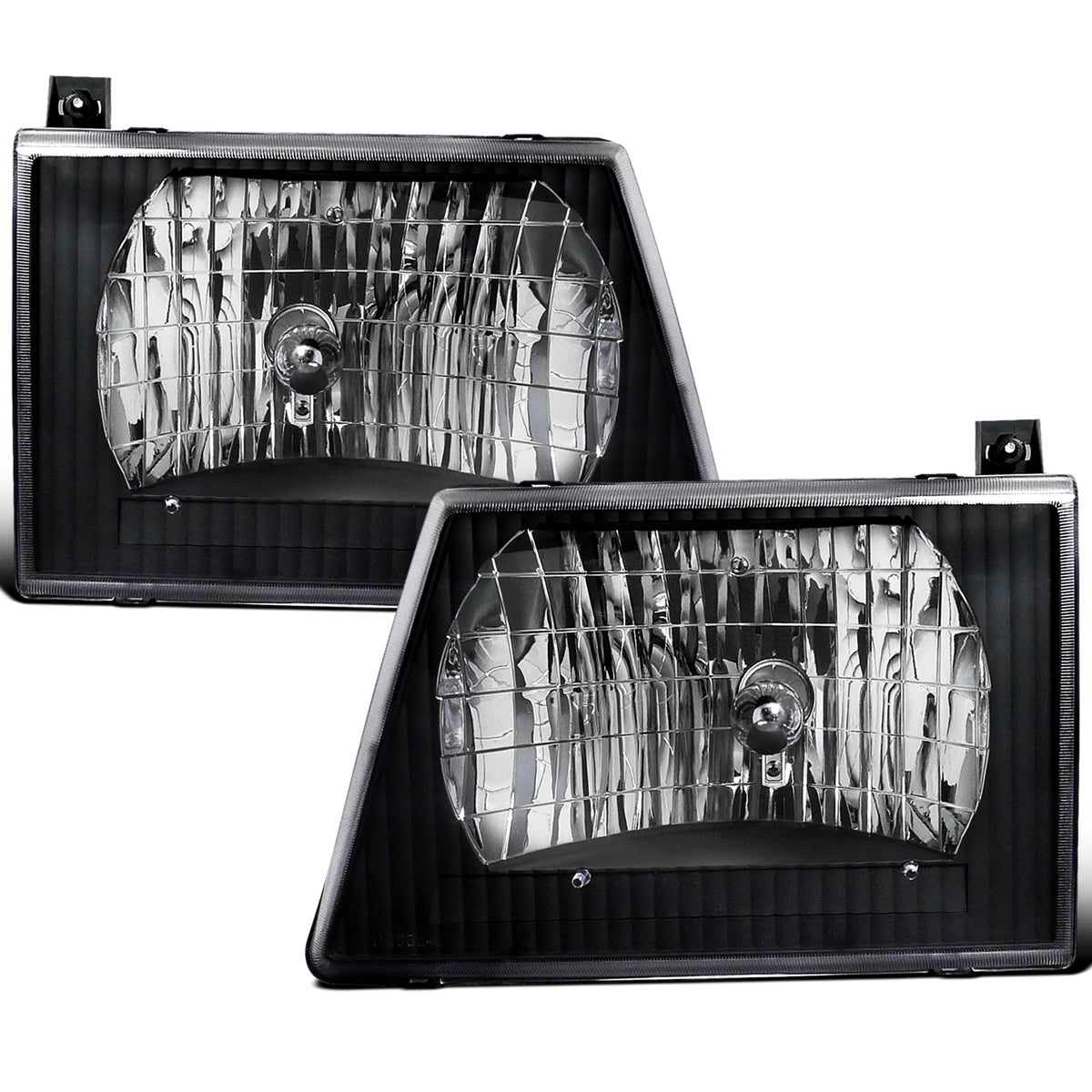 1992-2007 Ford Econoline E-Series Headlights Replacement Pair | Black