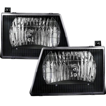 1992-2007 Ford Econoline E-Series Headlights Replacement Pair | Black