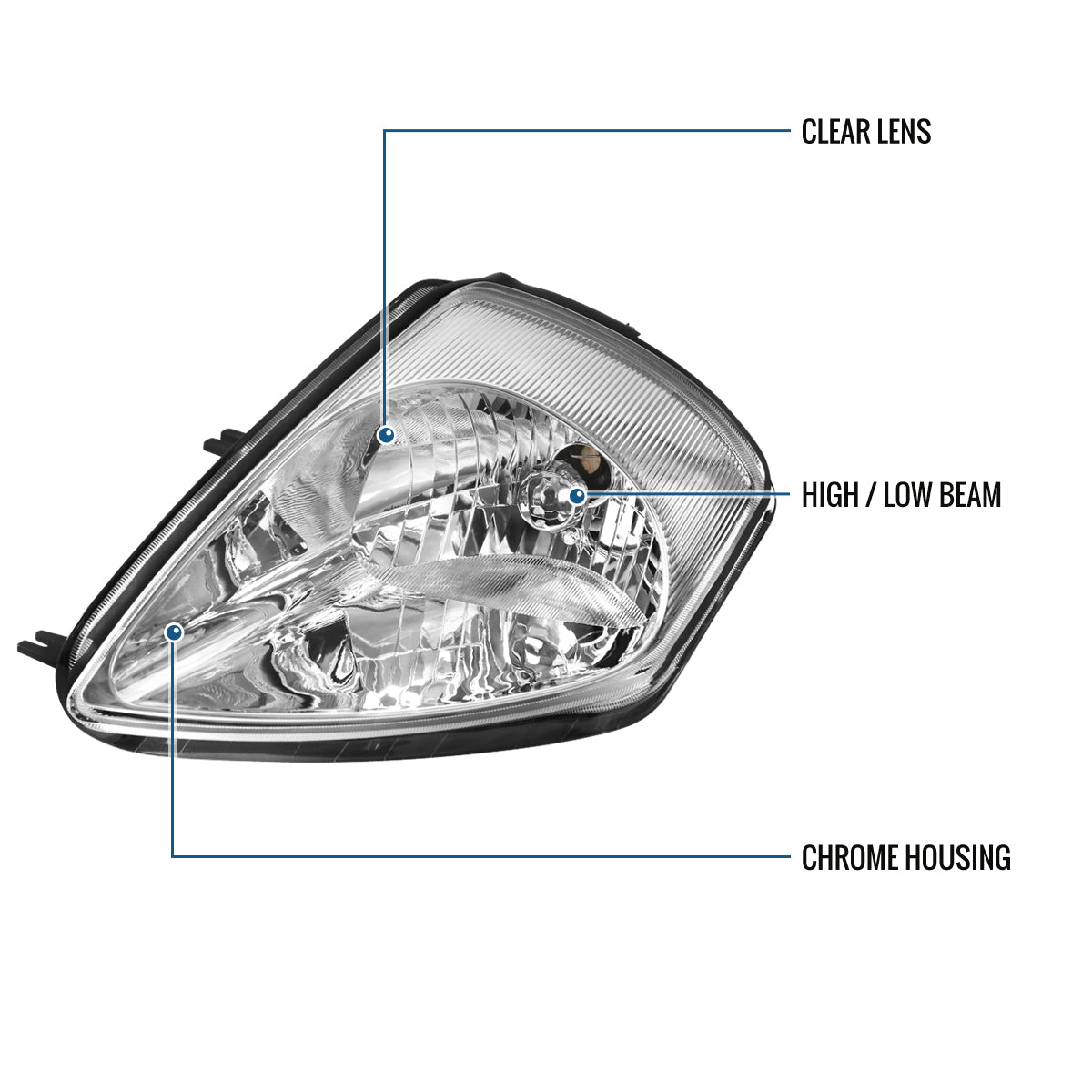 Ronnin - Fits 2000-2005 Mitsubishi Eclipse Headlights Assembly Factory Direct Replacement Pair | Chrome