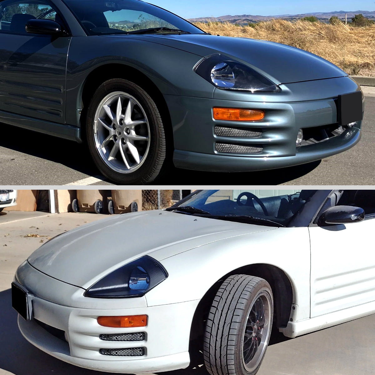 Ronnin - Fits 2000-2005 Mitsubishi Eclipse Headlights Assembly Factory Direct Replacement Pair | Black