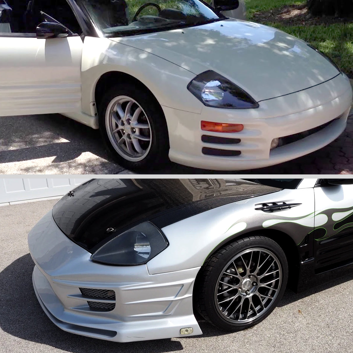 Ronnin - Fits 2000-2005 Mitsubishi Eclipse Headlights Assembly Factory Direct Replacement Pair | Black