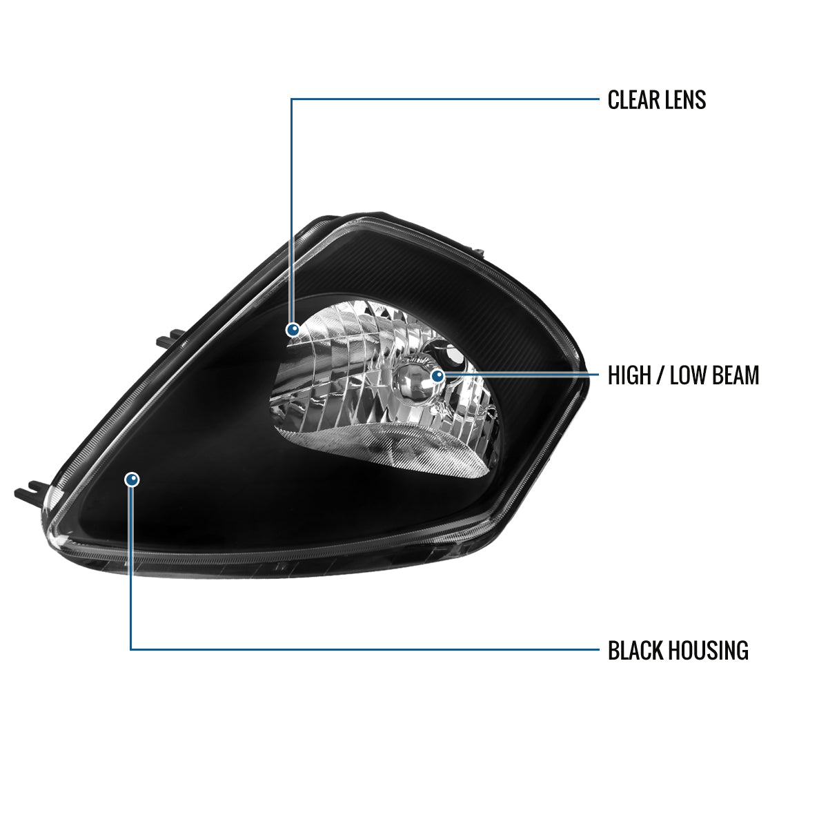 Ronnin - Fits 2000-2005 Mitsubishi Eclipse Headlights Assembly Factory Direct Replacement Pair | Black