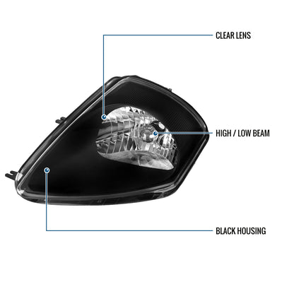 Ronnin - Fits 2000-2005 Mitsubishi Eclipse Headlights Assembly Factory Direct Replacement Pair | Black