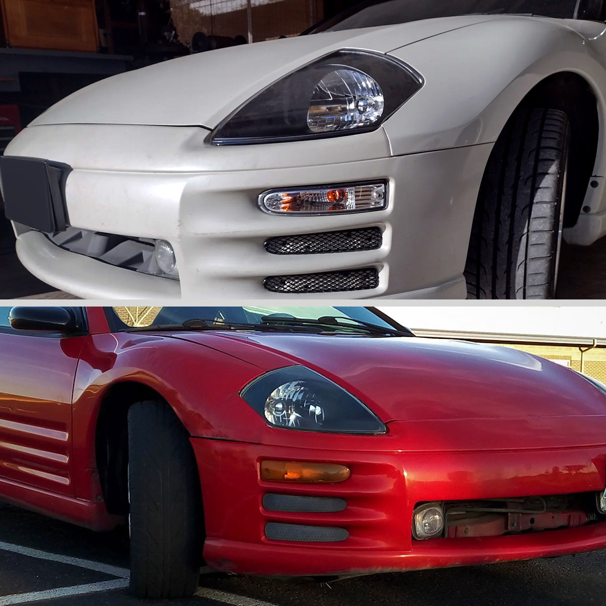 Ronnin - Fits 2000-2005 Mitsubishi Eclipse Headlights Assembly Factory Direct Replacement Pair | Black