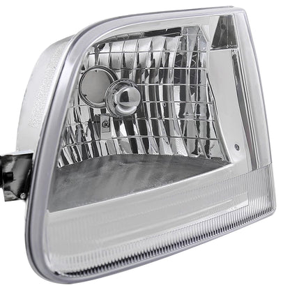 Ronnin - Fits 1997-2003 Ford F150 Expedition Headlights Factory Replacement Assembly Pair | Chrome
