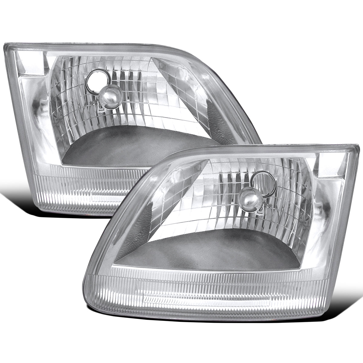 Ronnin - Fits 1997-2003 Ford F150 Expedition Headlights Factory Replacement Assembly Pair | Chrome