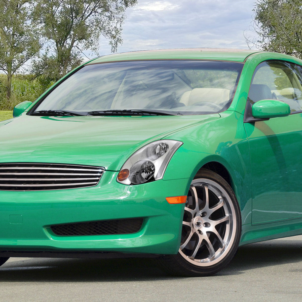 Ronnin - Fits 2003-2005 Infiniti G35 2Dr Coupe Xenon HID Factory Replacement Headlights Assembly Pair | Chrome