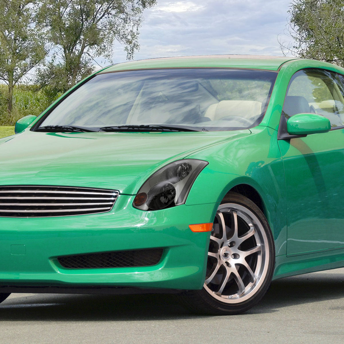 Ronnin - Fits 2003-2005 Infiniti G35 2Dr Coupe Xenon HID Factory Replacement Headlights Assembly Pair | Smoke