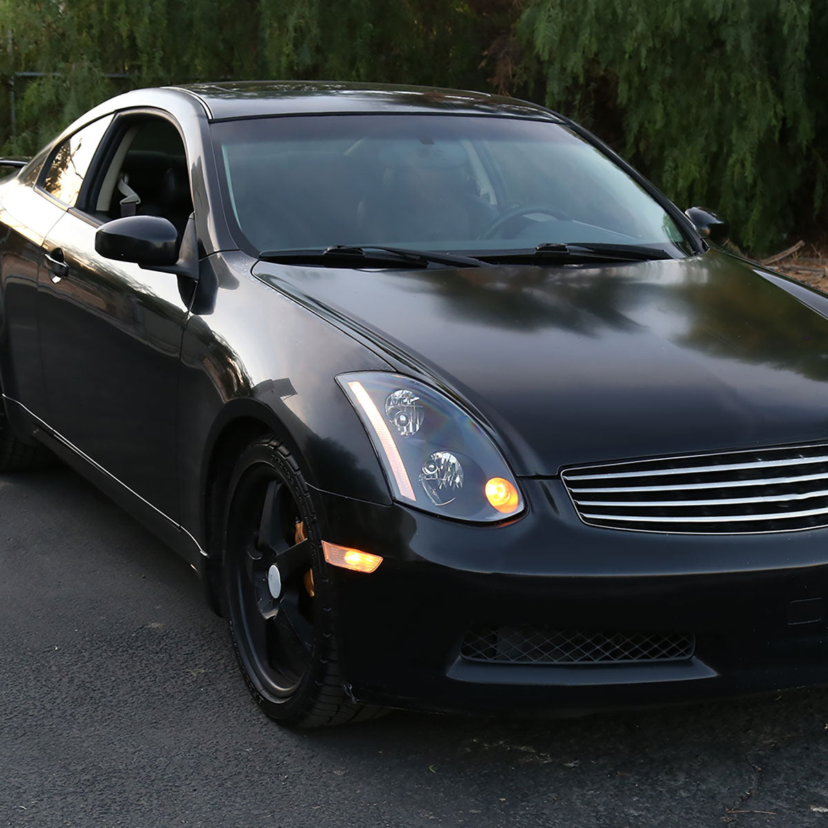 Ronnin - Fits 2003-2005 Infiniti G35 2Dr Coupe Xenon HID Factory Replacement Headlights Assembly Pair | Black