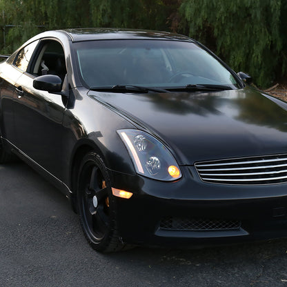 Ronnin - Fits 2003-2005 Infiniti G35 2Dr Coupe Xenon HID Factory Replacement Headlights Assembly Pair | Black