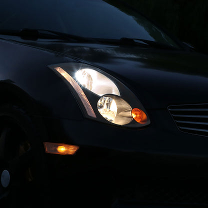 Ronnin - Fits 2003-2005 Infiniti G35 2Dr Coupe Xenon HID Factory Replacement Headlights Assembly Pair | Black