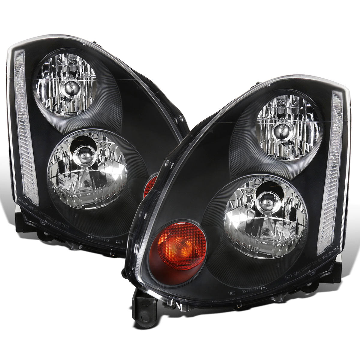 Ronnin - Fits 2003-2005 Infiniti G35 2Dr Coupe Xenon HID Factory Replacement Headlights Assembly Pair | Black