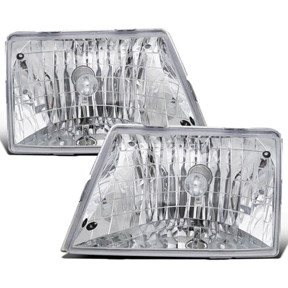 Ronnin - Fits 1998-2000 Ford Ranger Halogen Headlights Pair | Chrome