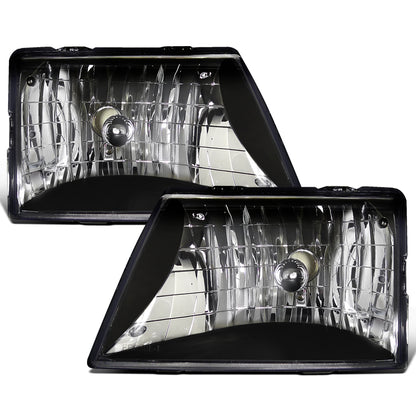 Ronnin - Fits 1998-2000 Ford Ranger Halogen Headlights Pair | Black