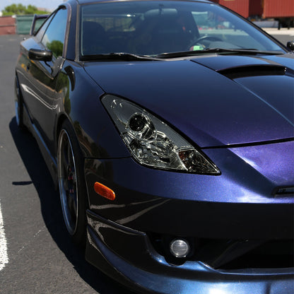 Ronnin - Fits 2000-2005 Toyota Celica GT GTS Projector Headlights Assembly OE Replacement Pair | Smoke