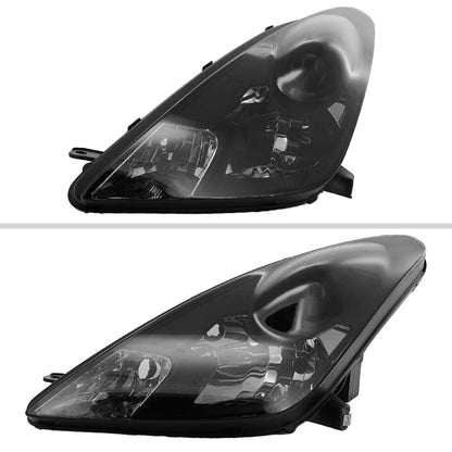 Ronnin - Fits 2000-2005 Toyota Celica GT GTS Projector Headlights Assembly OE Replacement Pair | Black Housing | Smoke