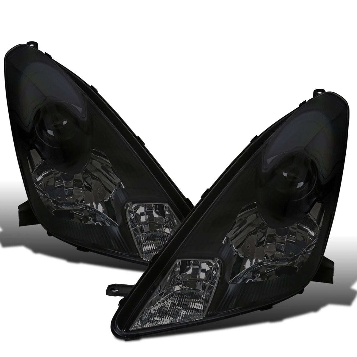 Ronnin - Fits 2000-2005 Toyota Celica GT GTS Projector Headlights Assembly OE Replacement Pair | Black Housing | Smoke