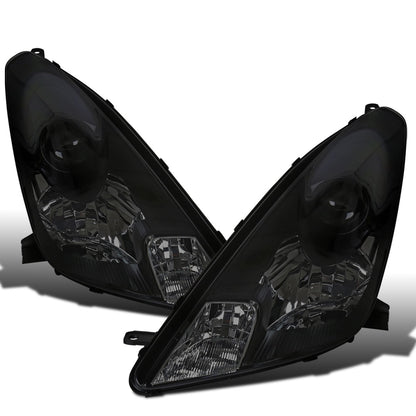Ronnin - Fits 2000-2005 Toyota Celica GT GTS Projector Headlights Assembly OE Replacement Pair | Black Housing | Smoke